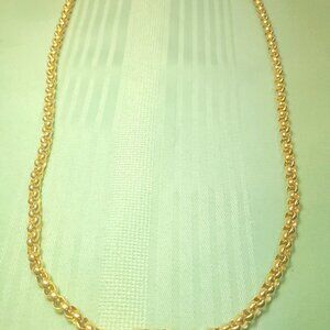 1980s Heavy Gold Tone Rolo Link Chain Necklace 29.5" Long Opera Length
